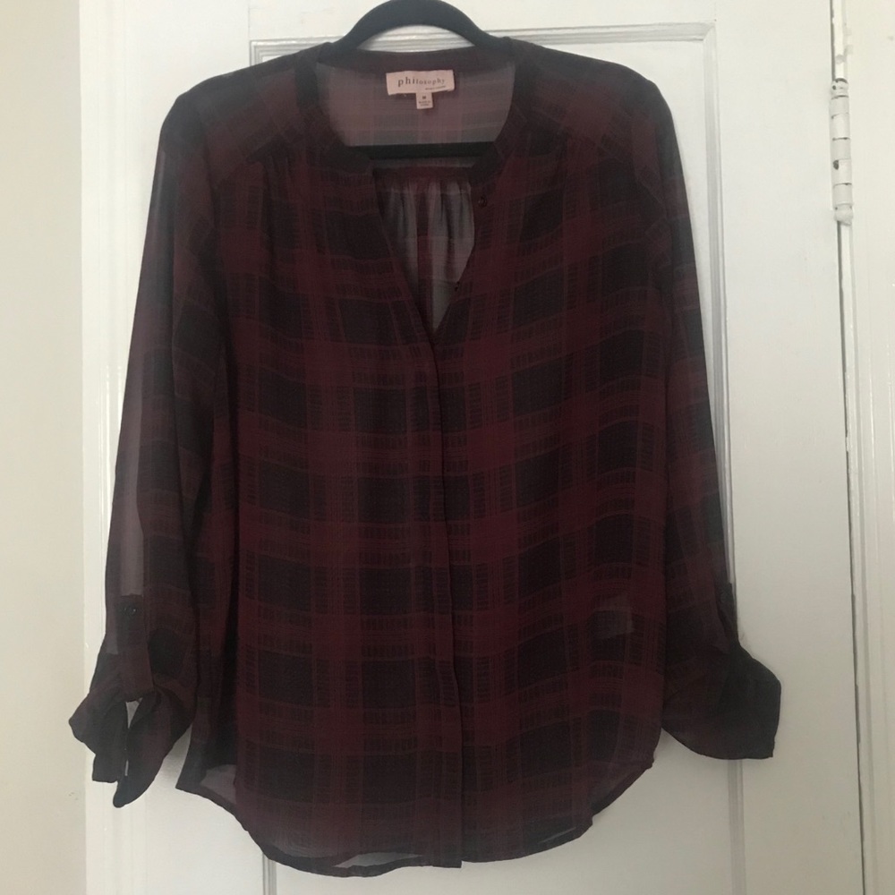 Philosophy Long Sleeved Patterned Blouse